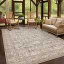 Large Moss Green 9x12 Area Rug for Living Room, Soft Non Slip Stain Resistant Floral Rug for Bedroom Big Dining Room, Light Brown Taupe Home Decor
