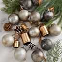 2 x 12 Pcs Neutral Textured Christmas Ball Ornaments 2.4 Inch Vintage Metallic Brown Gold Silver Xmas Tree Ornament Shatterproof Rustic Distressed Xmas Baubles Antique Farmhouse Christmas Decor