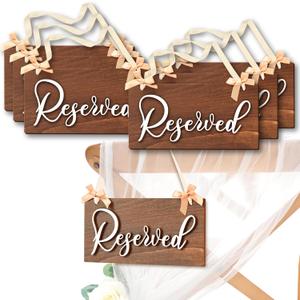 Reserved Seating Signs For Chairs - 6 Pcs Row Reserved Signs For Wedding Chairs, Wood Church Reserve Chair Sign For Wedding Ceremony Decoration