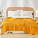 EMME Cotton Twin Blanket 100% Muslin Blanket for Couch Breathable Gauze Blanket All Season Soft and Lightweight Pre-Washed (Mustard Yellow, 60"x80")