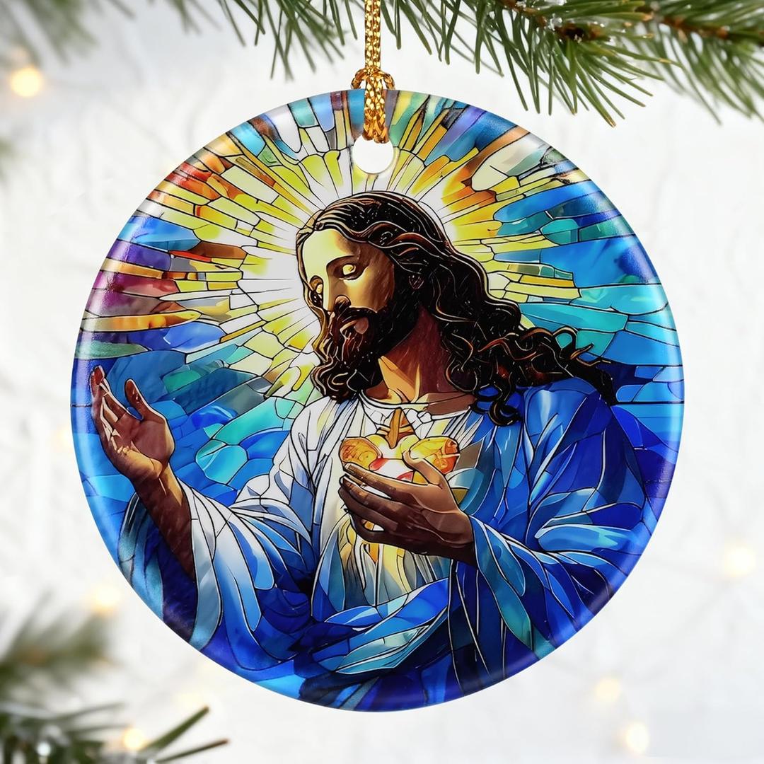 3 x Christian Gift: Jesus Ornament | Christmas Ornaments (Christmas Tree Ornaments), Holiday Ornament, Christian Home Decor, Jesus Christ Decoration, Religious Gifts & Xmas Gifts