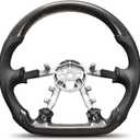 Carbon Fiber Steering Wheel Compatible for Chevy Corvette C5 1997-2004 D-shaped Nappa Perforated Leather Flat-bottom Steering Wheel Grip Hand-Stitched
