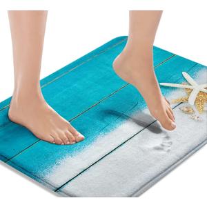 Britimes Bath Mat for Bathroom, Beach Starfish Sea Washable Cover Floor Rug Carpets Floor Mat Bathroom Decorations 18x30 Inches for Kitchen Bedroom Indoor (16"x24")