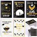 Eaasty Motiskyy 100 Pcs Graduation Card with Gold Foil Inspirational Congrats Grad Greeting, Black and Gold Graduation Congratulations Card 4 x 6 Inch with Envelope and Seal Sticker