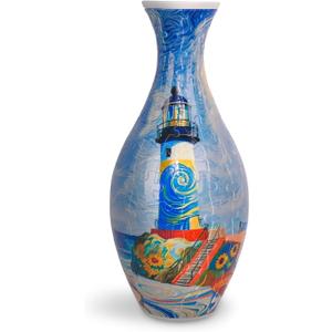 3D Puzzle Vase for Adults to Flower Arrangement and Home Decoration Made by 160 Curved Plastic Puzzle Pieces (Lighthouse 01)