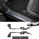 LUCKEASY 5PCS Door Sill Protective Cover for Tesla Model Y Juniper 2025 2026 (Standard & Premium & Performance) Front & Rear Door Threshold Strip & 2nd Row Seat Lower Protector Accessories Black TPE