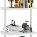 Ladder Shelf 4 Tiers Metal Industrial Bookshelf,White Wooden Tall Open Storage Rack and Display Shelves,Wall Mount Wide Bookcase for Home Office Bedroom,Small (1 PC 15.7IN)