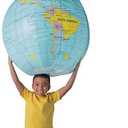 Fun Express Giant Inflatable Globe Beach Ball 33 Inch - Educational World Globe for Kids Classroom Learning | Earth Ball for Outdoor Play, Earth Day Activities & Geography Lessons VBS 2026