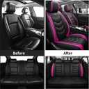 BGYFOU Fashion PU Breathable Leather car seat Cover 5-Seater Universal fit (Black-Rose red)