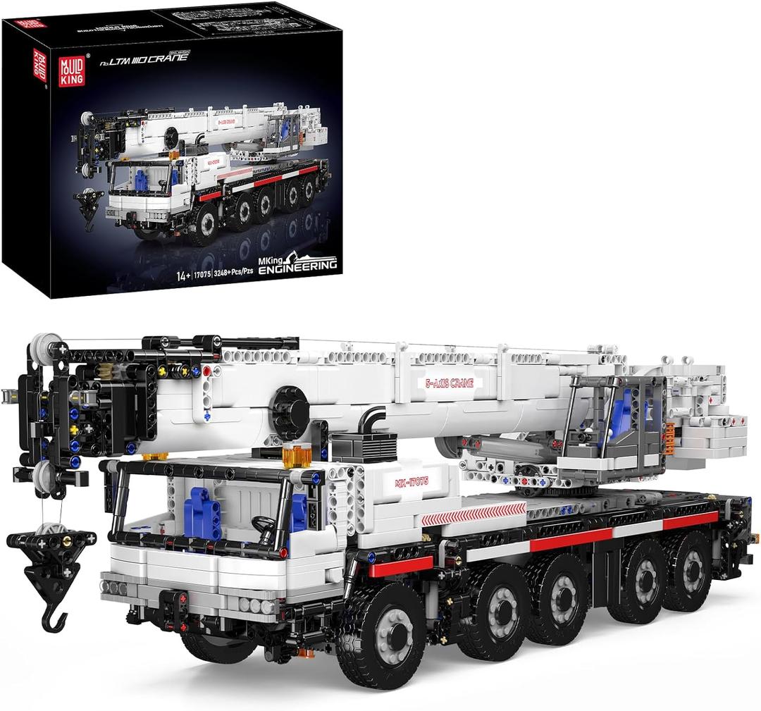 Mould King 17075 Crane Construction Set - Heavy-Duty Remote Control Truck Building Blocks for Adults, Realistic Engineering Toy with Motorized Functions, Creative Gift Collectors