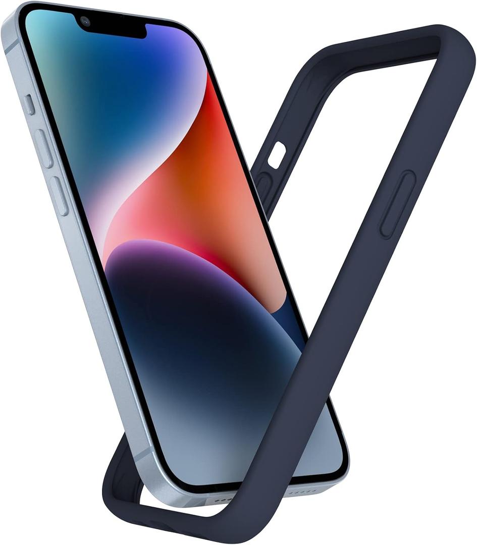 K TOMOTO Compatible iPhone 14 Plus Bumper Case (6.7 Inch), Liquid Silicone Protective Frame [Shock Absorption, Raised Edge & Drop Protection], Silky and Soft Touch, Navy Blue