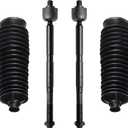 PartsW - 4 Pc Front Steering Kit For Ford C-Max 2013-2018/ Escape 2013-2019/ Focus 2012-2018/ Ford Transit Connect 2014-2019 / Lincoln MKC 2015-2019/ Inner Tie Rod Ends with Rack & Pinion Boots