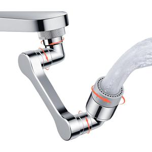 ELESULTRA 1440 Swivel Sink Faucet Extender - Universal Kitchen Sprayer, 2 Flow Modes, 1080+360 Rotatable Sink Aerator Extension, Swivel Multifunctional Robotic Arm for Kitchen/Bathroom (Silver)