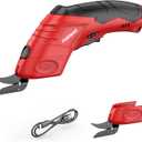 NANWEI Electric Scissors Cordless, Type-C Rechargeable Cardboard Cutter with 2 Blades,4.2V Hightorque Motor,for Thin Cardboard Fabric Carpet Leather (Red)