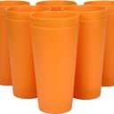 Yalin 32 ounce Plastic Tumblers/Large Drinking Glasses/Party Cups/Iced Tea Glasses,Unbreakable, Dishwasher Safe, BPA Free,set of 12 (Orange)