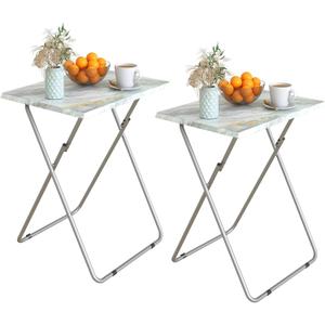 Folding TV Tray Table Set of 2,Dinner Snack Trays Table for Eating on Couch,Portable Metal Dinner Table for Small Sofa Bedside Tables with Light Weight, 15 x 18.9 x 26 in(Smoky Grey,2PCS)