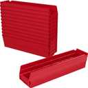 Akro-Mils 30128 Plastic Shelf Bins, Heavy Duty Storage Bins for Garage, Closet, and Drawer Organization, 18-Inch x 4-Inch x 4-Inch, Red, 12-Pack