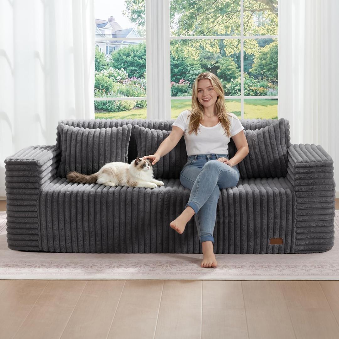 Sofa Couch 3-Seater Boneless Sofa with Pillow Darkgrey,3-Seater
No Assembly Need, Modern Couch with deep seat and Washable Cover Cloud Sofa for Living Room Bedroom Apartment