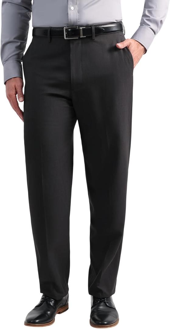 Haggar Men's Smart Wash with Repreve Classic Fit Flat Front Suit Separates Pant (48, Dark Grey)