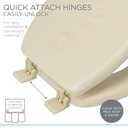 Bath Bliss Extra Soft Standard Round Toilet Seat | Decorative Vinyl Lid | Adjustable Quick Screw Attach Non-Slip Hinges | Bathroom | Beige