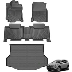 ANBINGO Floor Mats & Cargo Liner for Toyota RAV4 2013-2018 (Not for Hybrid or Prime) Custom Fit LE/SE/XLE/Limited/Platinum/Adventure, AWD&FWD Full Set Accessories - Black