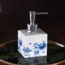 Lotion Soap Dispenser,Ceramic Lotion Soap Dispenser with Pump for Bathroom and Kitchen Office, Vintage Blue and White Porcelain Floral Decorative Liquid Bottle
