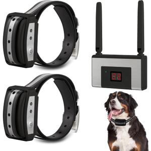 Electric Wireless Dog Fence System, Pet Containment System for 2 Dogs and Pets with Waterproof and Rechargeable Collar Receiver for 2 Dog Container Boundary System (Black)