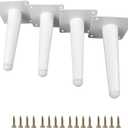 4pcs 4 3/4 inch (12cm) White Metal Furniture Legs, Straight Metal Cabinet Legs with Level Feet