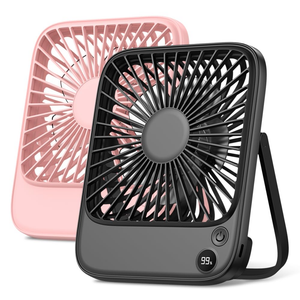TOPK 2 Pack 5000mAh Portable Desk Fan, Ultra-thin Strong Wind Digital Display 4 Speeds Adjustable Small Quiet Battery Powered Personal Travel Fan for Bedroom, Office, Cruise, Library, Outdoor