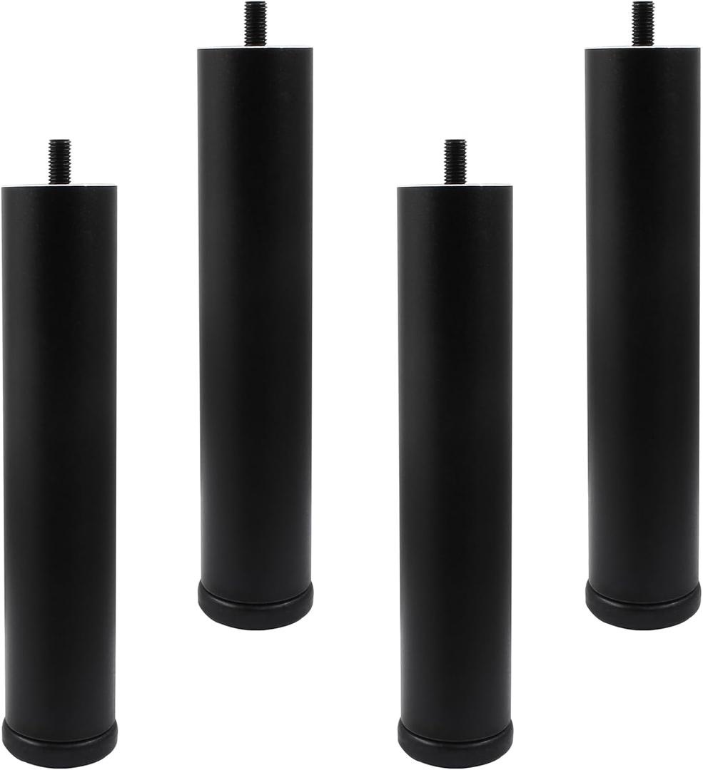 Murtenze 4 PCS 8 Inch Metal Furniture Legs - Adjustable Height Sofa Replacement Legs with M8 Thread - Round Modern Black Sofa Feet for Couch, Furniture, Chairs, Bed(Add Height 200mm)