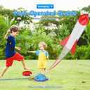 4-in-1 Water Sprinkler for Kids, Water Outdoor Baseball Rocket Launcher Toy with Water Sprinkler Baseball Toy, Kids Outdoor Sprinkler for Summer Backyard Lawn Pool Party for Ages 3-8 (Blue)