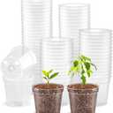 2.5" Clear Seeding Pots 100-Pack Round for Seeds Starter Pots, Seeds Germination Transparent Nursery Pot with Drainage Holes (2.5Inch,100Pcs,Clear)