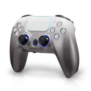 NBCP For PS4 Wireless Controller, Compatible With PS4/PS3/PC/iOS/Android,Six-Axis Gyroscope, Dual Vibration,1200mAh Battery,Dual Hall Effect Triggers,Touchpad,Turbo Function (Grey)