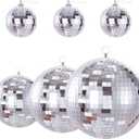 Silver Disco Ball 6 Pack Big Mirror Balls Decor Christmas Silver Hanging Party Disco Ornament for DJ Light Effect Stage Prop Xmas Party Home Decorations(3.2'', 6'', 8'',10'')