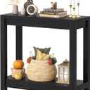 Besiost Small Farmhouse Wood Entryway Table Narrow Console Table with Storage Behind Couch Sofa Table with Shelves Entry Way Table with Open Storage, Easy Assembly, 32" Embossed Wood Grain Black
