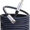 Audio Mic Extension Cable 40Ft,3.5mm Aux Headphone Extender 4-Pole Jack Plug Extension Lead Stereo Male to Female Braided Cord for Headset,TV,Laptop,Phone,Switch Lite,Car,PS4,Xbox and More(40Ft/12M)