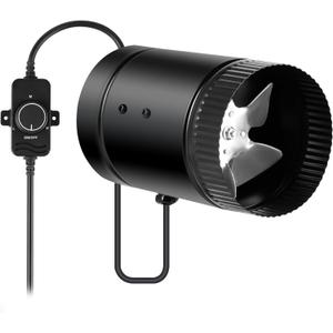 YSSOA 4 Inch 106CFM Inline Booster Duct Fan with Speed Controller, HVAC Exhaust Ventilation Blower with Low Noise for Basements, Bathrooms, Kitchens, Workshops and Attics