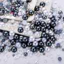 60g Grey White Pearls Rhinestones for Crafts Mixed Size 3mm-10mm AB Color Round Half Pearls Flatback Pearl Beads and Resin Rhinestones Set for Face Art with Glue