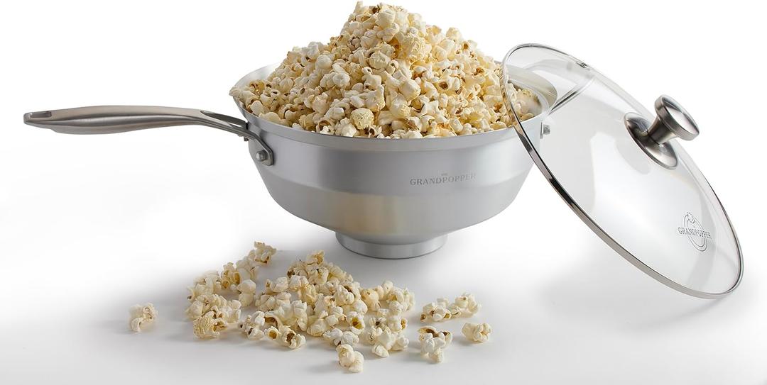 Popcorn Popper | No-Shake, No-Stir Premium Stovetop Popcorn Maker | Popcorn Pan | Popcorn Pot | Pops Kernels Perfectly Without Burning | Easy Serving