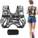 BAGAIL Weighted Vest, 5lbs/8lbs/10lbs/12lbs/15lbs/20lbs/25lbs/30lbs Weight Vest with Detachable Phone Pouch, Rucking Vest for Women, Men, Walking, Weight Loss, Training, Running (Camouflage)