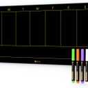 Glass Weekly Dry Erase Calendar Board 23"x9.5" (Black)