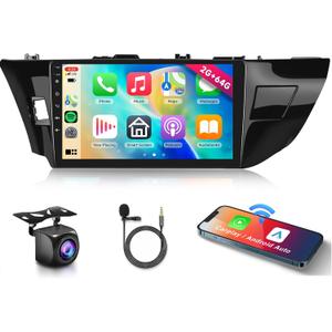 2G+64G Car Radio Stereo for Toyota Corolla 2014 2015 2016,Wireless CarPlay/Android Auto 10.1 Inch HD Touch Screen Android 13 Head Unit GPS WiFi Bluetooth FM/RDS EQ HD Backup Camera