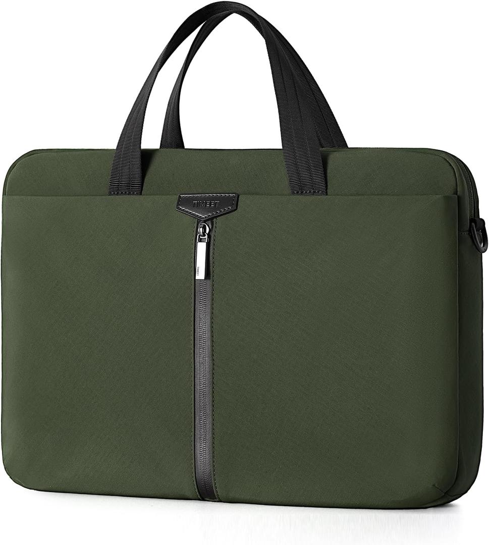 Timeet 17.3 Inch Laptop Bag for Men Women, Lightweight & Water-Resistant Computer Bag Laptop Briefcase with Shoulder Strap (Olive Green)
