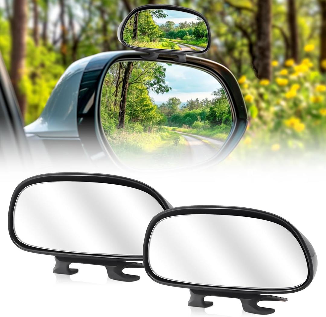 Blind Spot Mirror Adjustable 360 Degree Car Side Mirror, HD Glass Rear View Mirror Exterior Accessories for Car SUV Frame Thickness Less than 5MM (2 x Style 7)