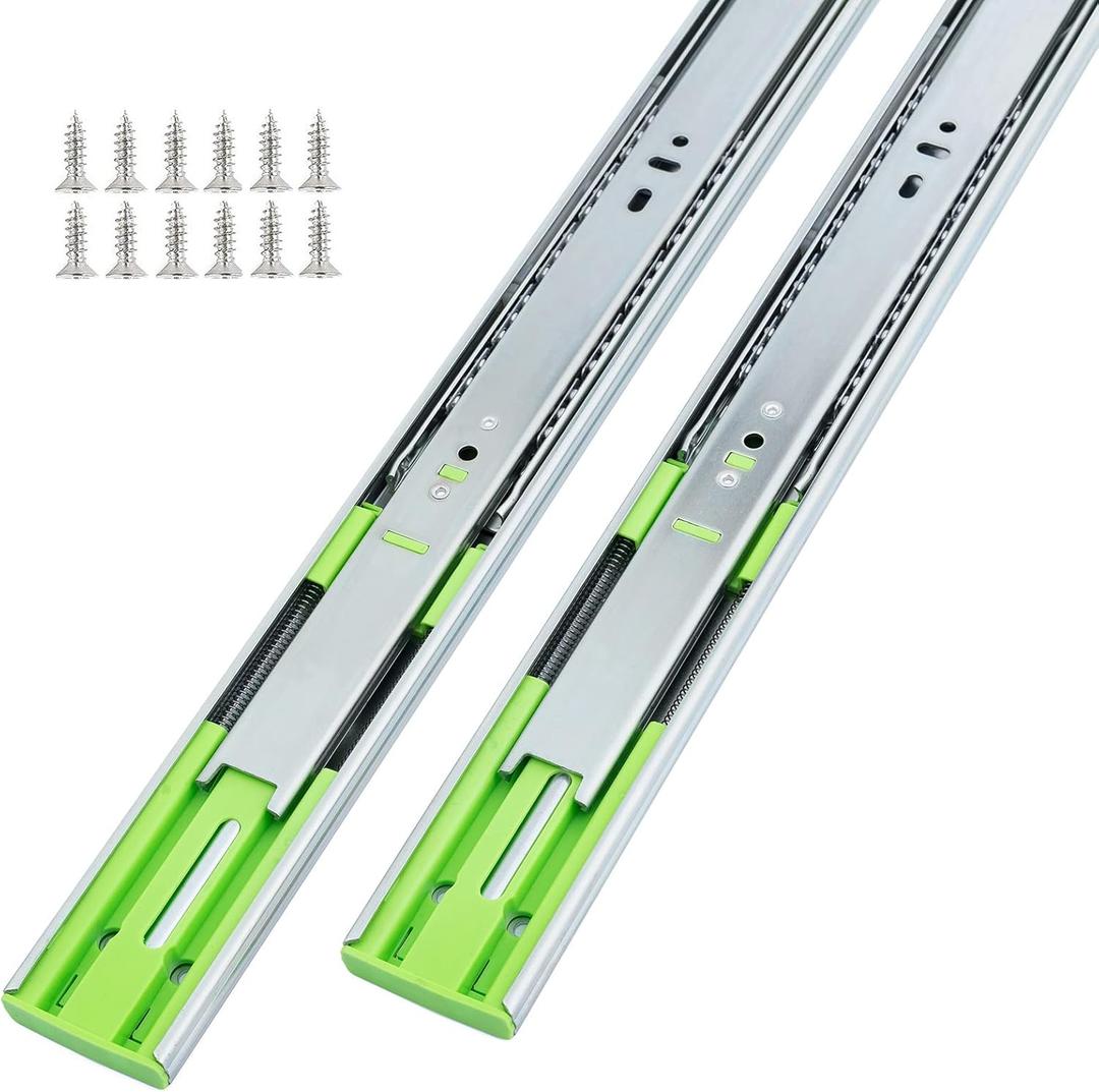 Hitess 10 Pairs of 22 Inch Full Extension Ball Bearing Side Mount Soft Close Drawer Slides (Zinc Plated)