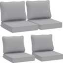 AAAAAcessories Outdoor Deep Seat Cushions, Waterproof, Fade-Resistant Patio Furniture Replacement Cushions, 24" x 24" x 5", Set of 4, Gray (24x24-19'' Mid Back-4 Count)