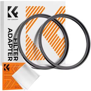 K&F Concept 43-49mm(2 Pcs) Step-Up Ring Adapter, 43mm to 49mm Step Up Filter Ring for 43mm Lens Install 49mm ND CPL UV Lens Filter
