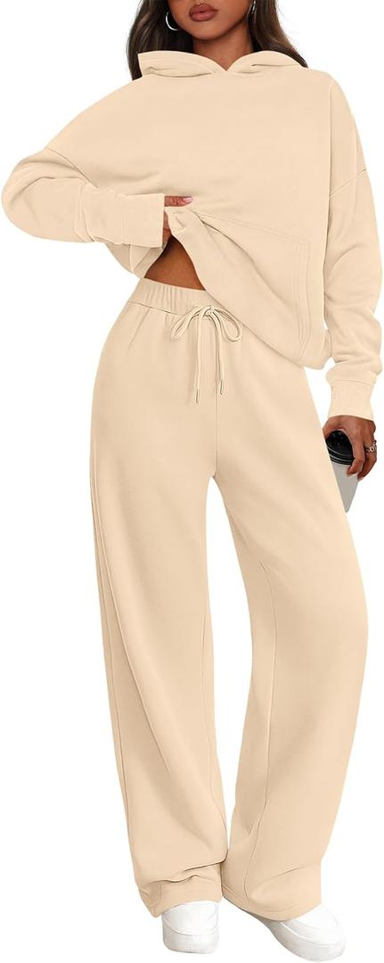 PRETTYGARDEN Women's 2 Piece Outfits Spring Sweatsuits Oversized Hoodies Wide Leg Sweatpants Tracksuits Lounge Matching Sets Medium