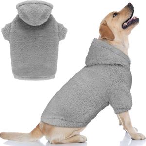 Fuzzy Dog Sweaters for Large Dogs Pet Hoodie Clothes Warm Coats Hooded Sweatshirt Dog Sweaters for Extra Large Dogs(Grey-XXL)