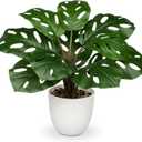 Hollyone Artificial Monstera Plant Faux Monstera Plant Potted Fake Tropical Plants Potted for Indoor Outdoor Home Desk Office Garden Farmhouse Decoration